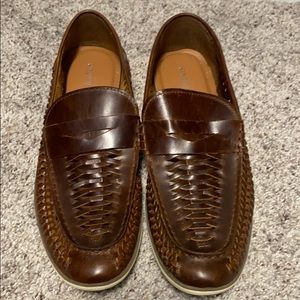Brown leather woven loafer size 10